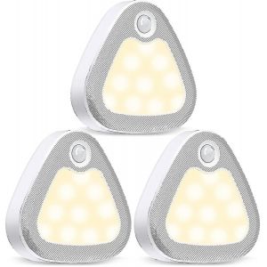 Lampe De Placard Led &Agrave; D&eacute;tecteur De Mouvement 60 Lm - Fonctionne Sur Piles, Lot De 3 - Neuf