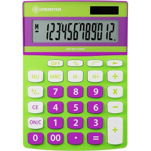 Osama, Metacolor - Calculatrice Bureau &agrave; 12 Chiffres + &Eacute;cran Inclin&eacute; en M&eacute;tal,Calculatrice College et Lycee avec Recharge Solaire - Calculette Id&eacute;al comme Fourniture et Accessoire Bureau, Vert/Violet - Neuf