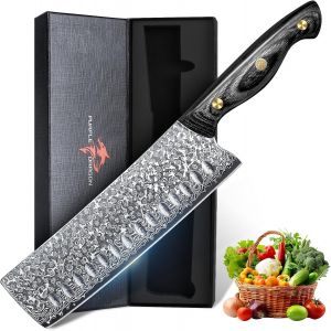 Couteau Santoku En Acier Damas Couteau De Cuisine Japonais Avec Nucleus Vg10 Et Manche En Bois Couteau De Cuisine Forge &Agrave; La Main Pour Viande L&eacute;gumes Et Poisson Cadeau Pour Hommes - Neuf