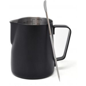 KAL-Pot A Lait Inox 350Ml -Pichet Lait Avec Mesure Mark Et Latte Art Pen -Pot À Lait Parfait Pour L'Espresso Cappuccino Barista -Noir¿ - Neuf