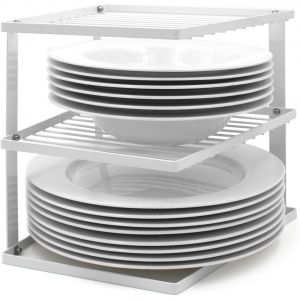 MEVRONISSHOP-Joejis Rangement Cuisine Placard pour Etagere Placard Cuisine Rangement Vaisselle et Support Assiette 25 x 25 x 19 cm, Blanc - Neuf