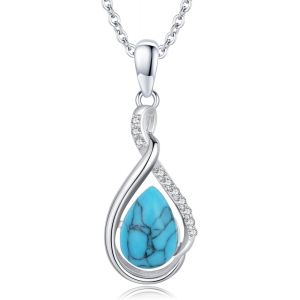 Collier Turquoise Pour Femme En Argent Sterling 925 Avec Pendentif Infini - Vintage Boho Turquoise - Bijoux De Noël Pour Femme,Argent Sterling,Turquoise - Neuf