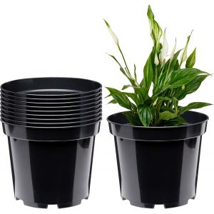 Pots Horticulture Ronds Pots Pour Culture De Plants De Plantes Et Fleurs Gd-0025 (10 Pi&egrave;ces Noir,&iquest; 32,7cm H 26cm) - Neuf