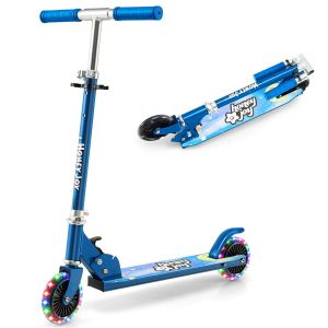 Trottinette Enfant Pliable 66 X 33 X 80 Cm Avec Roues Clignotantes Design Portable En Alliage D'aluminium Bleu Fonc&eacute; Helloshop26 20_0014586 - Neuf
