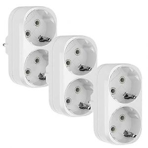 3pcs adaptateur de prise,2 en 1 double prise triple 16a / 250v,3680w max adaptateur double prise eu - Neuf