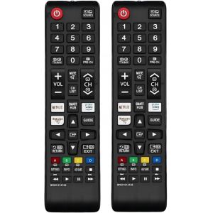 LETNERNY-Lot De 2 Télécommandes Universelles Pour Télév ur Samsung Avec Netflix, Prime Video Rakute Tv, Télécommandes Samsung Pour Smart Tv Lcd Led Qled Uhd Hd Hd 3D 4K 8K Tv Tous Les Modèles De Télé - Neuf