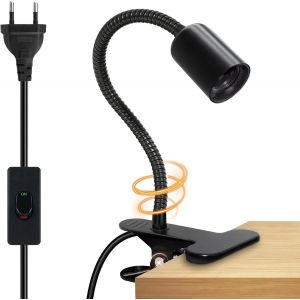 Kalanka-Lampe Pince Led Pour Lit Et Bureau - Col De Cygne 35cm, Câble 220cm Avec Interrupteur, Clip Métal Noir - Idéal Pour Chevet Et Chambre - Neuf