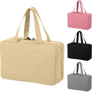 MAA-Trousse de toilette de voyage à suspendre pour homme et femme ¿ Trousse de maquillage étanche à 4 plis avec compartiments en PVC, organiseur de cosmétiques de grande capacité pour les vacances - Neuf