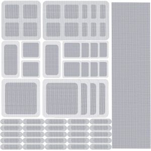 2m + 20 pcs Écran de Fenêtre Ruban de Réparation Patchs, Autocollant Porte Moustiquaire Rubans Adhésifs de Remplacement Kit de Réparation Mailles pour Réparer les Trous Déchirures - Neuf