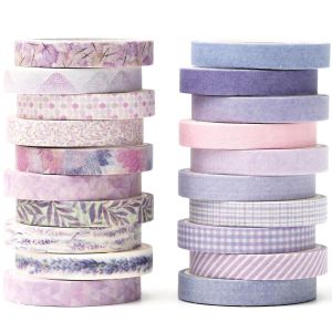 20 Rouleaux Mill&eacute;sime Washi Tape Set Maigre R&eacute;tro Ruban Adh&eacute;sif D&eacute;coratif Masking Tapes Pour Arts,Bullet Journal,Scrapbooking,Bricolage,Emballage (Violet) - Neuf