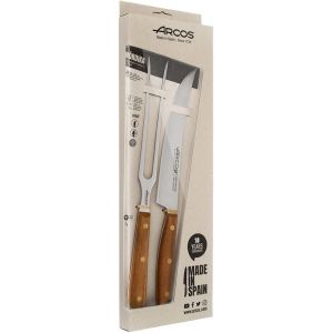 Ulteronixshop-Couteau 20 cm et Fourchette 21.5 cm Barbecue - Acier Inoxydable NITRUM, Manche Bois Ovengkol FSC, Set 2 Pi&egrave;ces, Emballage Recycl&eacute;, S&eacute;rie Nordika - Neuf