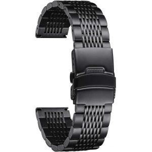 Eryi-Bracelet De Montre En Acier Inoxydable Bracelet Montre En Métal Maille Métallique Pour Homme Femme 18mm 19mm 20mm 21mm 22mm 24mm En 5 Couleurs (Noir/Doré/Rose Doré/Argenté/Argenté&noir) - Neuf