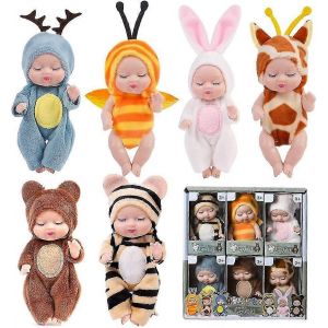 Accessoires pour bébés nés,6 pièces Mini poupées pour bébés,Poupée,Ensemble de poupée pour bébé,Matériau PVC lavable Mini poupée reborn pour filles,tout-petits et enfants - Neuf