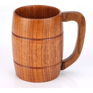 Tasse De Bi&egrave;re Chope &Agrave; Bi&egrave;re En Forme De Tonneau En Bois Faite &Agrave; La Main Tasse &Agrave; Boire En Bois Classique Naturel Respectant L'environnement - Neuf