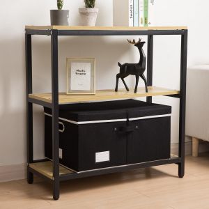 TIANYI-Grande Boîte de rangement pliable avec couvercle,[Lot de 1] bac de rangement de lin décorative, Panier Cube avec poignées,Noir(58x40x30cm) - Neuf