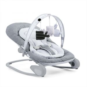 Adjustable Baby Bouncer For Babies From Birth To 18 Kg, Fixed Or Rocker Position, With Play Bar, Adjustable Backrest And Reducing Cushion, Compact Closure – Titanium - Neuf