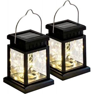 Jgd-Lanterne Solaire En Verre - 20 Led, Guirlande Lumineuse De 2 M - Blanc Chaud - Avec Batterie - 2 Verres Dans Le Kit - Lampe De Jardin (2 Lanternes Avec Bandes Led) - Neuf