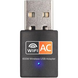 VornixorSarlshop-AC600 Mbps Cle WiFi, Mini Antenne WiFi USB Double Bande, 2.4G / 5GHz, MU-MIMO Cl&eacute; WiFi, Carte WiFi pour PC Antenne Mini, Compatible avec Windows 11/10/8.1/8/7/XP - Neuf