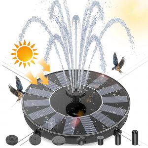 Fontaine Solaire Amztime 1,4w - 6 Effets D'Eau - Panneau Pet Am&eacute;lior&eacute; - Autoportante Facile &Agrave; Installer - Pour Bain D'Oiseaux Jardin,Articles De Jardin, Fontaine Solaire D'Ext&eacute;rieur - Neuf