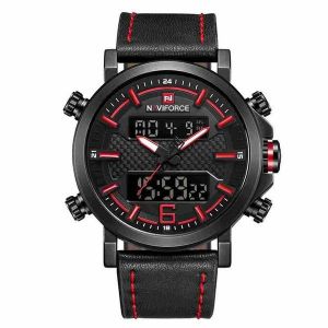 Montre &Agrave; Quartz &Eacute;tanche En Cuir Pour Homme Avec Double Affichage Et Fonction Date - Neuf