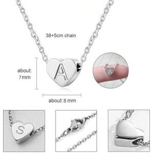 Collier Femme Coeur Argent Avec Lettre Pendentif Collier Pr&eacute;nom Initiale Femme Et Fille Anniversaire Cadeau Exquis Et Mignon - Neuf