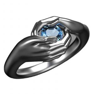 Bague En Pierre Pr&eacute;cieuse M&eacute;tal Argent Creative Blue Crystal 1pcs Mode Couple Love Hug Cadeau Bijoux - Neuf