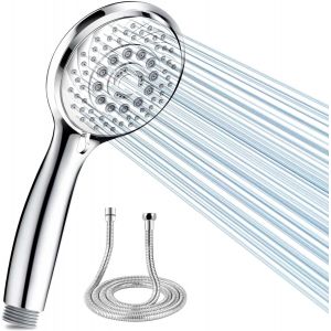 Pomme de douche et tuyau de 2 m - Pomme de douche haute pression - Puissante et universelle - &Eacute;conomie d'eau - Avec 6 modes de pulv&eacute;risation - Neuf