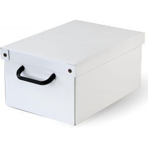 KALANKA-Boite de Rangement avec Couvercle, Organizer en carton, pour Vetement, Meuble de Rangement Chambre, Bureau, Organisateur Tiroir, Boite Cadeau, Blanc, 25x35x17,5 cm - Neuf