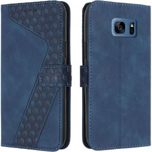 Case For Samsung Galaxy S7, Phone Case Protective Cover Premium Pu Leather Wallet Flip Case [Magnetic] With Flap S7 (Blue) (Okz-Hx-004pu-S7-10300516) - Neuf