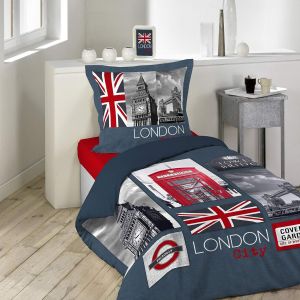Tzf-Parure 2 Pi&egrave;ces (140 X 200 Cm) City London, 100% Coton - Neuf