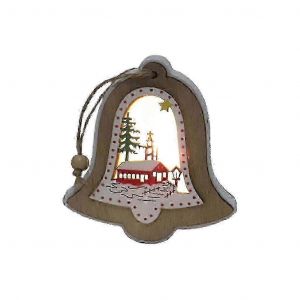 D&eacute;corations de no&euml;l Suspendus Lumineux en Bois Bell/Sac-Cadeau/Star/Lumi&egrave;re d'Arbre de BRICOLAGE de No&euml;l, Ornements d'Arbre de No&euml;l Suspendus w - Neuf