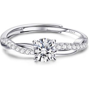 Kal-Bague Argent 925 Femme Reglable Bague Zircone Cubique Alliance Femme, Bague De Fiancailles Bague Promesse Mariage Bague Pouce Argent/Or Bague Femme Cadeaux De Bijoux - Neuf