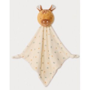 Doudou peluche cheval orchestra marron blanc cr&egrave;me mouchoir imprim&eacute; jouet b&eacute;b&eacute; - Neuf