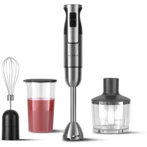 Set Mixeur Plongeant 800 Watts (2023), 4 en 1 Mixeur en Acier Inoxydable avec Vitesse R&eacute;glable et Fonction Turbo - Neuf