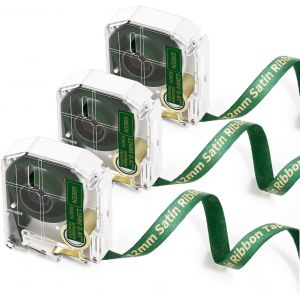 Lot de 3 rubans d'&eacute;tiquettes en satin -12mm x 2 m Dor&eacute; sur vert Compatible avec Brother PT-M95 PT-85 PT-70BM PT-90 PT-65 Label Maker Or sur vert Petit - Neuf