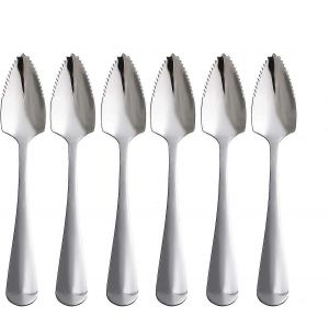 Ensemble De 6 Cuill&egrave;res &Agrave; Pamplemousse En Acier Inoxydable De Qualit&eacute; Alimentaire, Cuill&egrave;res &Agrave; Dessert Effet Miroir, Cuill&egrave;res &Agrave; Fruits, Ustensiles De Table Pour Pamplemousse Dentel&eacute;s, Compatibles Avec Les Commandes Alimentaires. - Neuf