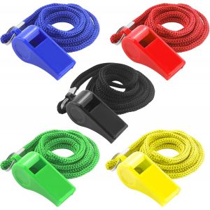 Acdsgd-Lot De 5 Sifflets De Sport Avec Cordon Tour De Cou - Sifflet En Plastique - Sifflet D'arbitre - Sifflet Pour Entra&icirc;neurs, Arbitres, Enseignants, Urgences - Neuf