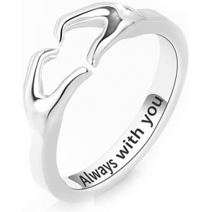 Kgabery-Bague Câlin,Bagues En Argent Pour Femmes Bague Femme Fiançailles Argent Étreignant Les Mains Bague Ajustable En Ouverte Coeur Bague Bijoux Mariage - Neuf