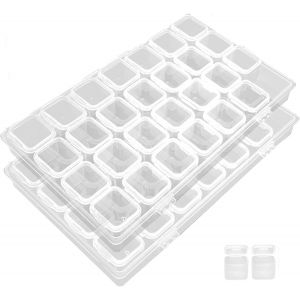 Kalanka-56 Grilles Boîte Rangement Perle Diamants, Compartiment En Plastique, Transparent Conteneur De Bijoux, Boîte Organisateur Avec Séparateur Transparent Amovible Pour Accessoires, Grilles Indivi - Neuf