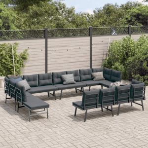 Prolenta Premium - Bancs De Jardin Avec Coussins Lot De 8 Acier Enduit De Poudre - Neuf