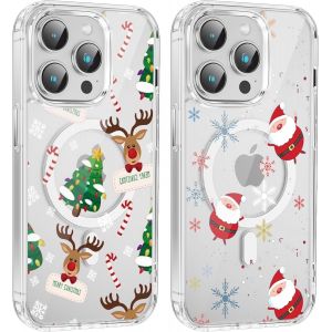 TRAHOO-2 Pi&egrave;ces No&euml;l Coque Magn&eacute;tique pour iPhone 12 Pro Max 6,7'', Etui en Motif Dessin Cadeau de No&euml;l Compatible avec MagSafe, Housse Christmas Silicone Bumper Cover pour iPhone 12 Pro Max, No&euml;l 05 - Neuf
