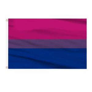 MEVRONISSHOP-Drapeau Bisexuel Arc-en-Ciel 90x150cm, 1Pcs Drapeau Gay Pride Double Face avec ?illet Laiton en Polyester pour Pride Day Marche des Fiert&eacute;s &Eacute;v&eacute;nement Decor Jardin Bar Masion - Neuf