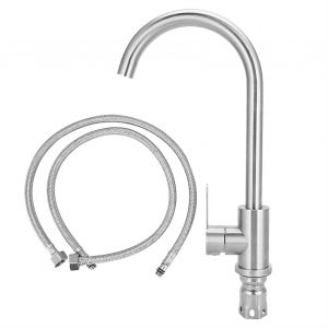 HJLIAN Robinet d'evier rotatif a 360 degres en acier inoxydable G1/2 po, robinet d'eau chaude et froide, accessoires de cuisine - Neuf