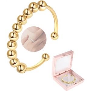 Kahfl-Bague Anxiété Rotative Bague Stress Femme En Argent Sterling 925 Avec Anti Stress Femme Anti-Anxiété,Bague D'anxiete Réglable Anti Stress Ensemble Pour Relaxation Femme Fille Homme - Neuf