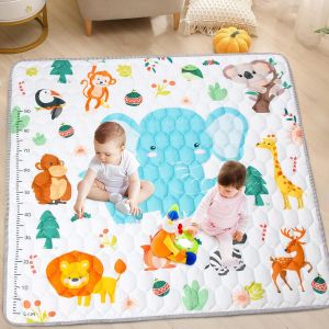 Tapis De Jeux Bebe, Antid&eacute;rapant Tapis Rampant B&eacute;b&eacute; 127x127cm, Animaux Tapis De Motricit&eacute; B&eacute;b&eacute; Pliable, Coton Tapis D'&eacute;veil Enfants Epais Avec R&egrave;gle, Applicable &Agrave; Int&eacute;rieur/Ext&eacute;rieur/Cl&ocirc;ture - Neuf