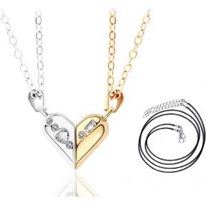 Kal-Bff Collier D'amitié Avec Corde De Cire, Meilleurs Amis Colliers Rotation Raté Pendentifs En Strass,Collier Couple Magnétique Pour Lui Et Elle,Saint-Valentin Bijoux Pour Couples Amis Enfants Fami - Neuf