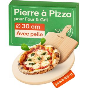 Jexnovashop-Pierre A Pizza Pour Four - Avec Pelle À Pizza En Bois - Pierre Pizza Ronde En Cordiérite À Four Et Barbecue - Pour Pizzas Croustillantes - Neuf