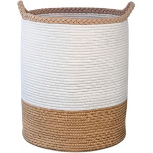 CHECARZHN--NO1-Panier À Linge, Corbeille A Linge De Corde En Coton, Paniere A Linge Sale, Panier De Rangement Linge Sale, Panier A Linge 57 L, 38X50 Cm - Neuf