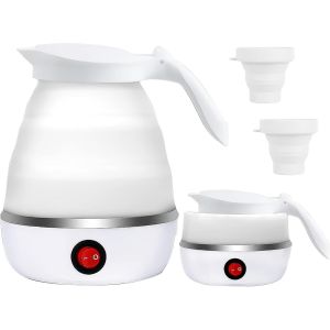 KALANKA-Bouilloire Electrique Voyage Pliable Mini Bouilloire en Silicone 600 ml, Bouilloire Camping avec Fond en Acier Inoxydable pour Camping Voyages Vacances Extérieur Randonnée Survie à Vélo - Neuf