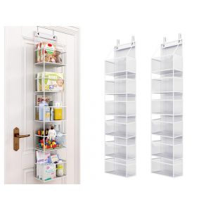 Organiseur de porte &agrave; 6 &eacute;tag&egrave;res avec poches transparentes - Blanc - Neuf